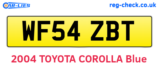WF54ZBT are the vehicle registration plates.