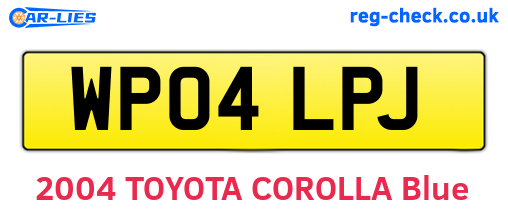 WP04LPJ are the vehicle registration plates.