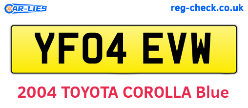 YF04EVW are the vehicle registration plates.