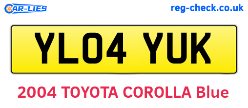 YL04YUK are the vehicle registration plates.