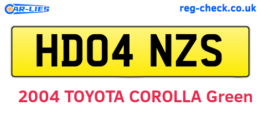 HD04NZS are the vehicle registration plates.