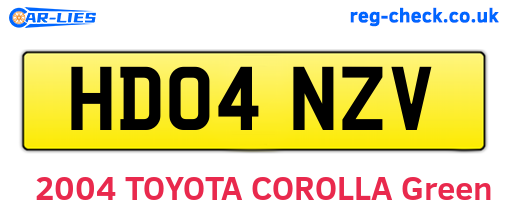 HD04NZV are the vehicle registration plates.