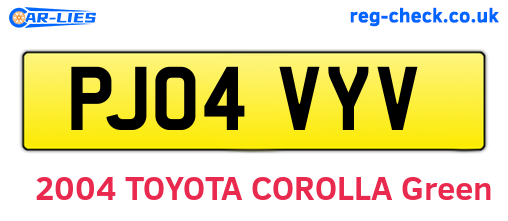 PJ04VYV are the vehicle registration plates.