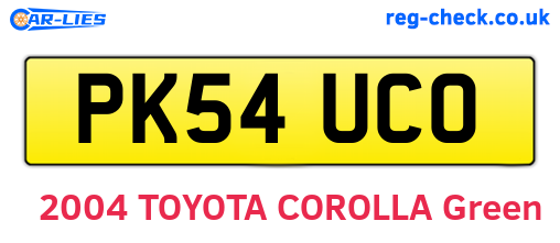 PK54UCO are the vehicle registration plates.
