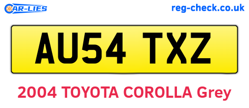 AU54TXZ are the vehicle registration plates.
