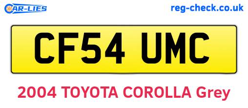CF54UMC are the vehicle registration plates.
