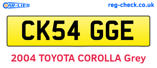 CK54GGE are the vehicle registration plates.