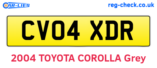 CV04XDR are the vehicle registration plates.