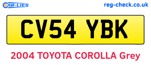 CV54YBK are the vehicle registration plates.