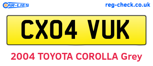 CX04VUK are the vehicle registration plates.