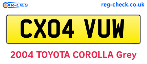 CX04VUW are the vehicle registration plates.