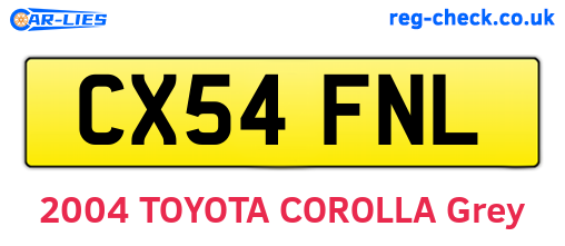 CX54FNL are the vehicle registration plates.