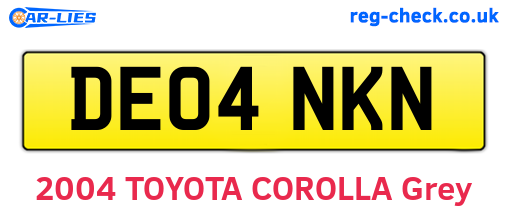 DE04NKN are the vehicle registration plates.