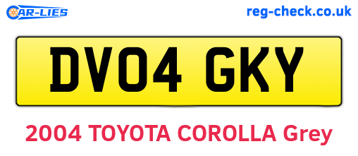 DV04GKY are the vehicle registration plates.