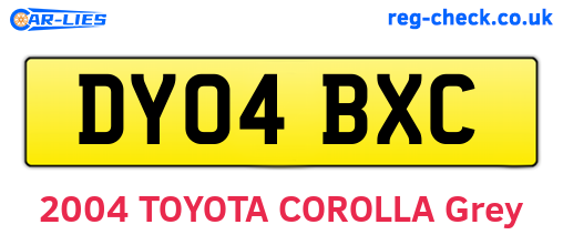 DY04BXC are the vehicle registration plates.
