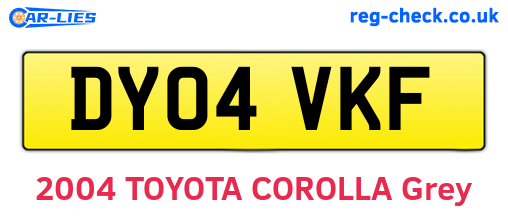 DY04VKF are the vehicle registration plates.
