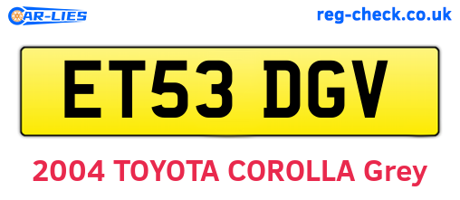 ET53DGV are the vehicle registration plates.
