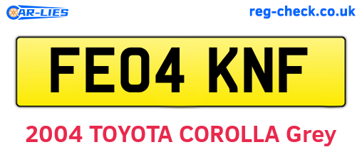 FE04KNF are the vehicle registration plates.