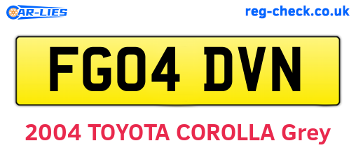 FG04DVN are the vehicle registration plates.