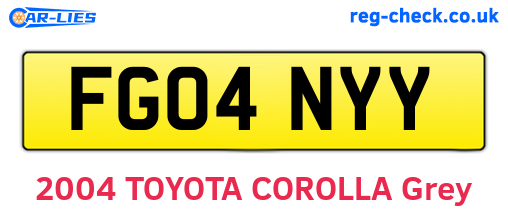 FG04NYY are the vehicle registration plates.