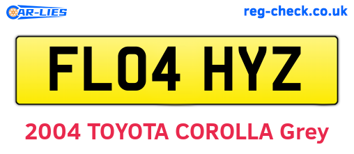 FL04HYZ are the vehicle registration plates.