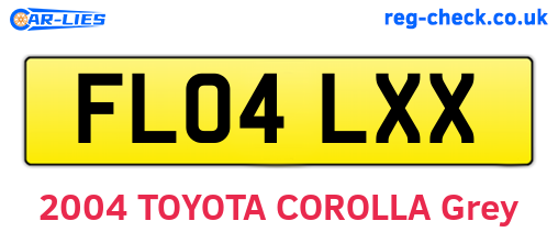 FL04LXX are the vehicle registration plates.