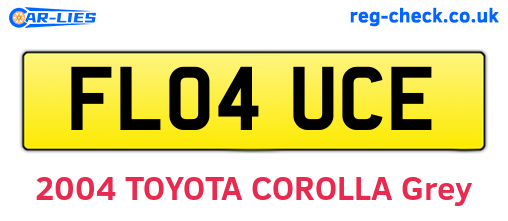 FL04UCE are the vehicle registration plates.