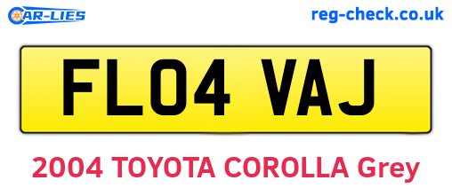 FL04VAJ are the vehicle registration plates.