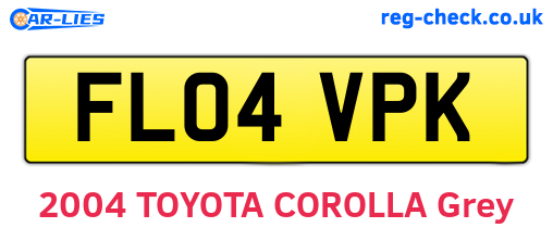 FL04VPK are the vehicle registration plates.