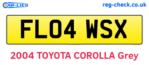 FL04WSX are the vehicle registration plates.