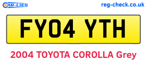 FY04YTH are the vehicle registration plates.