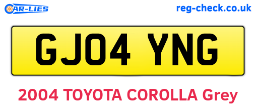 GJ04YNG are the vehicle registration plates.
