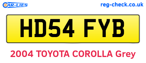 HD54FYB are the vehicle registration plates.
