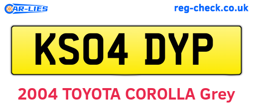 KS04DYP are the vehicle registration plates.