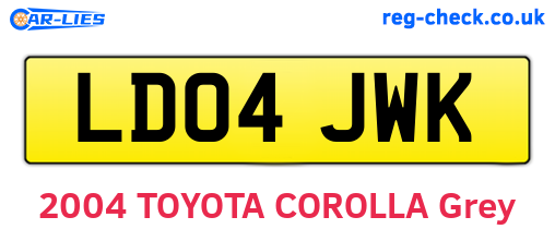 LD04JWK are the vehicle registration plates.