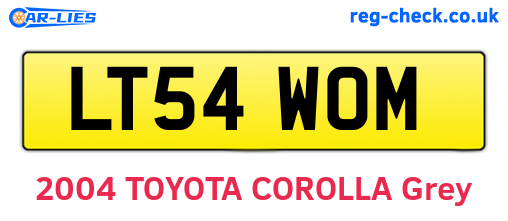 LT54WOM are the vehicle registration plates.