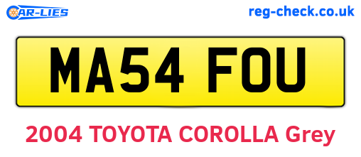 MA54FOU are the vehicle registration plates.