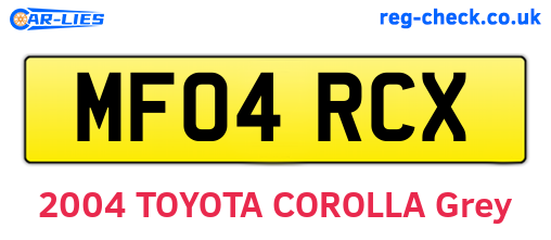 MF04RCX are the vehicle registration plates.