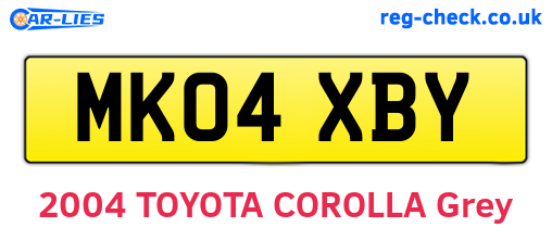 MK04XBY are the vehicle registration plates.