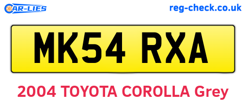 MK54RXA are the vehicle registration plates.