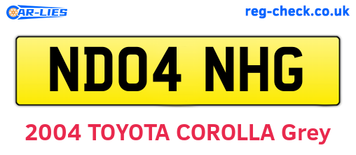 ND04NHG are the vehicle registration plates.