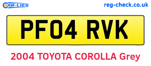 PF04RVK are the vehicle registration plates.