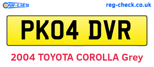 PK04DVR are the vehicle registration plates.