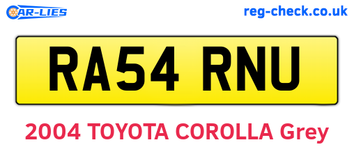 RA54RNU are the vehicle registration plates.