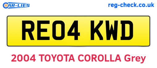 RE04KWD are the vehicle registration plates.