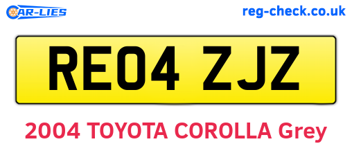 RE04ZJZ are the vehicle registration plates.