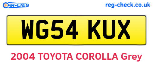 WG54KUX are the vehicle registration plates.