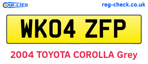 WK04ZFP are the vehicle registration plates.