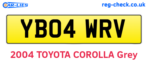 YB04WRV are the vehicle registration plates.