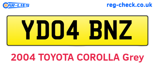 YD04BNZ are the vehicle registration plates.